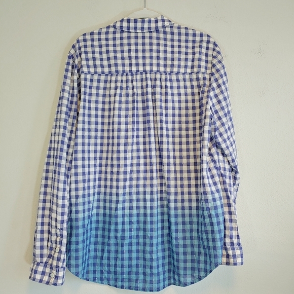 Pilcro Anthropologie Deb Relaxed Ombre Gingham Button Up Blouse Sz XL Casual - Picture 8 of 13